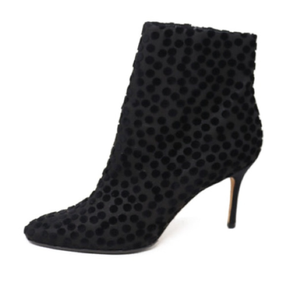 MANOLO BLAHNIK BLACK VELVET DOTTED BOOTIES SZ 41.5 - Picture 3 of 5